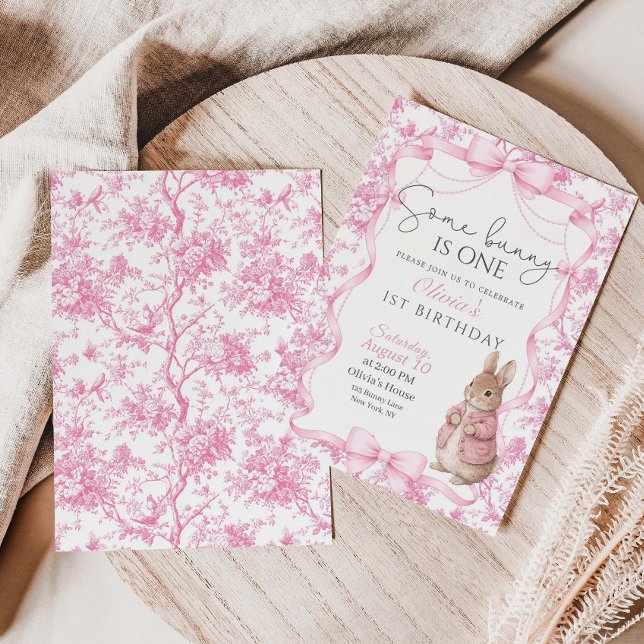 Some Bunny Is One Girl  1st Birthday Invitation (Creator Uploaded)