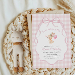 Some Bunny Is One Girl 1st Birthday Party Invitation