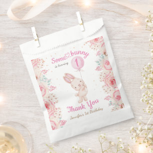 Some Bunny is ONE! Girl Pink 1st Birthday Favour Bags
