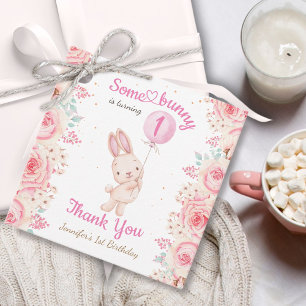 Some Bunny is ONE! Girl Pink 1st Birthday Favour Tags