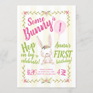 Some Bunny is One Girl's First Birthday Invitation