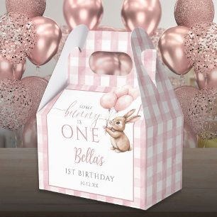 Some Bunny Is One Pink Balloons 1st Birthday Favour Box