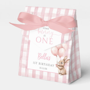 Some Bunny Is One Pink Balloons 1st Birthday Favour Box