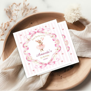 Some Bunny is One Pink Bow Gingham 1st Birthday Napkin