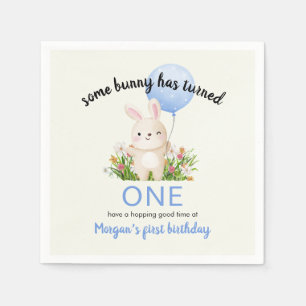 Some Bunny Is One Simple Cute Boys 1st Birthday Napkin