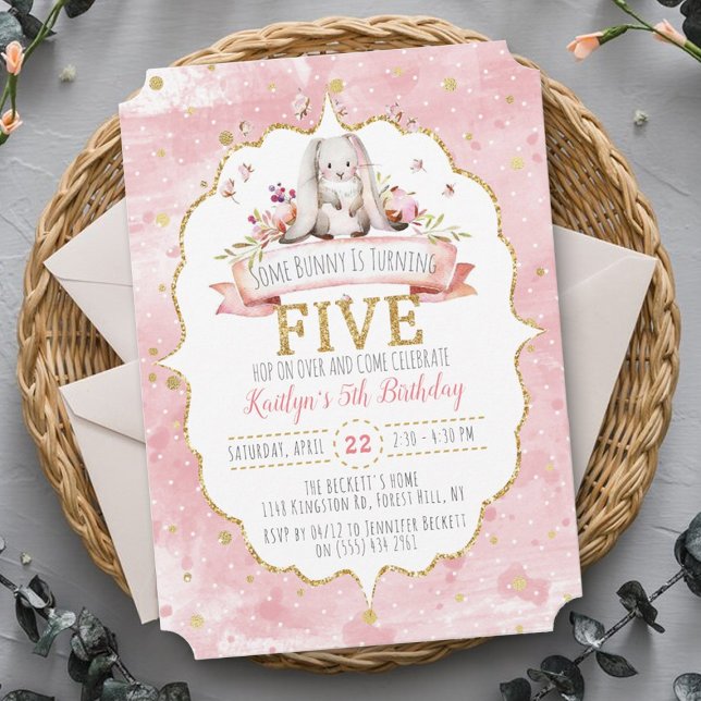 Some Bunny is Turning Five 5th Birthday Invitation (Creator Uploaded)