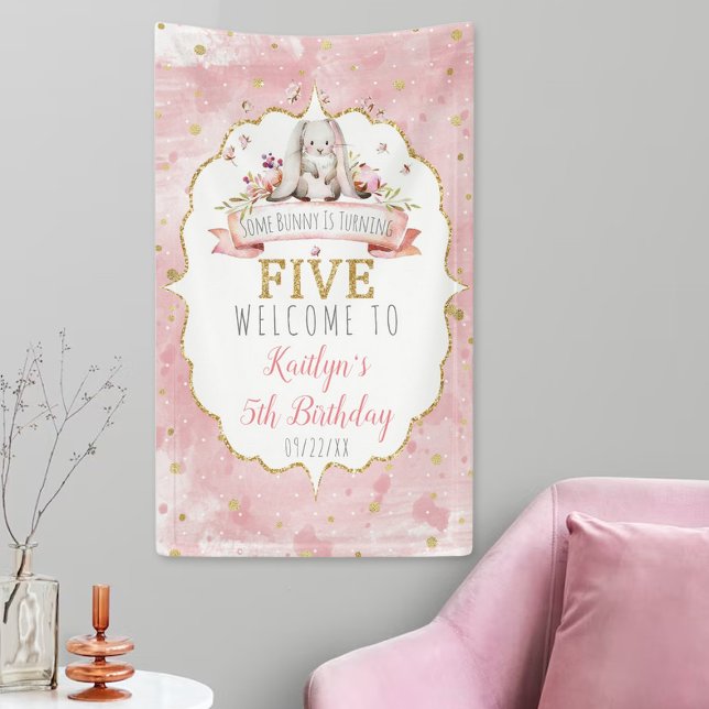 Some Bunny is Turning Five 5th Birthday Welcome Banner (Creator Uploaded)