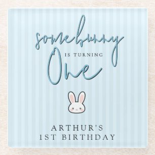 Some Bunny is turning One 1st Birthday Celebration Glass Coaster