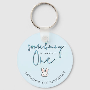 Some Bunny is turning One 1st Birthday Celebration Key Ring
