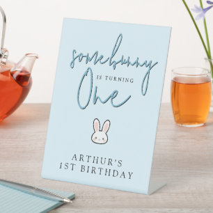 Some Bunny is turning One 1st Birthday Celebration Pedestal Sign