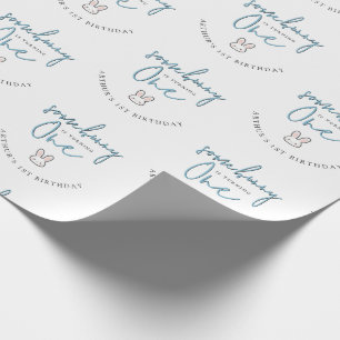 Some Bunny is turning One 1st Birthday Celebration Wrapping Paper