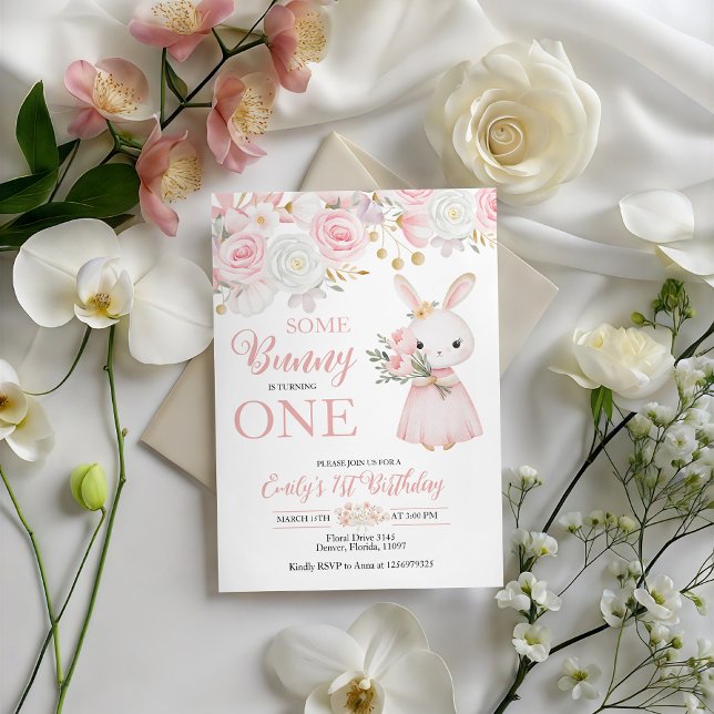 Some Bunny is Turning One 1st Birthday Invitation (Creator Uploaded)