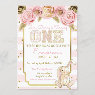 Some Bunny is Turning One 1st Birthday Invitation