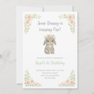 Some Bunny is turning One Birthday Invitation