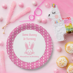 Some Bunny Is Turning One Birthday Paper Plate