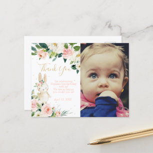 Some Bunny is Turning One Birthday Photo Thank You Postcard