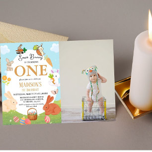 Some Bunny Is Turning One Bunny 1st Birthday Party Invitation