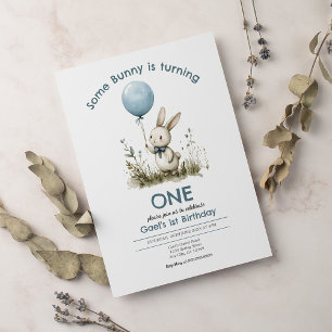 Some Bunny Is Turning One Bunny 1st Birthday Party Invitation