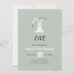 Some Bunny Is Turning One Cute Rabbit 1st Birthday Invitation