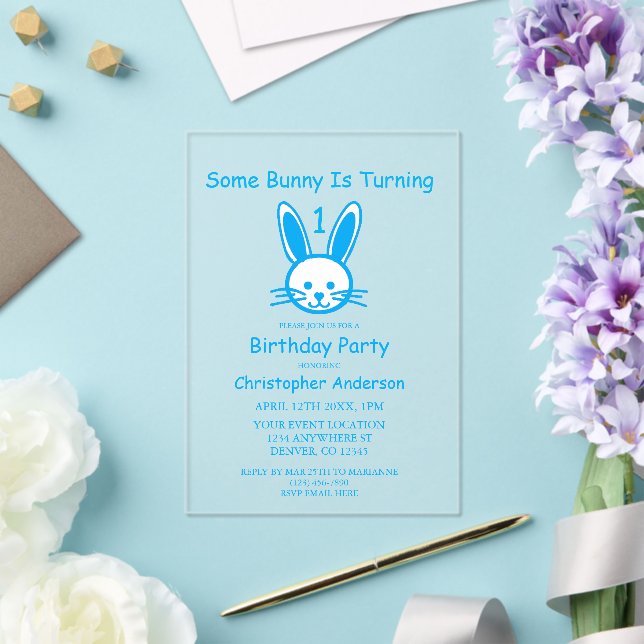 Some Bunny Is Turning One: First Birthday Acrylic Invitations (Insitu (Wedding))