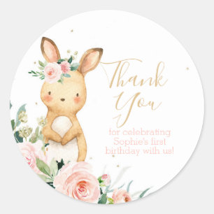 Some Bunny is Turning One First Birthday for Girl  Classic Round Sticker