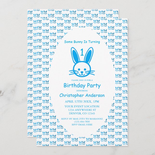 Some Bunny Is Turning One: First Birthday Invitation (Front/Back)