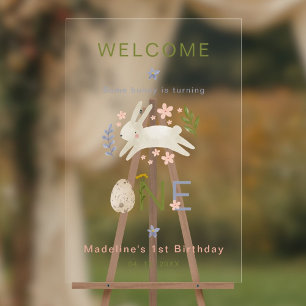 Some Bunny Is Turning One Girl 1st Birthday Party Acrylic Sign