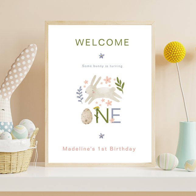 Some Bunny Is Turning One Girl 1st Birthday Poster (Creator Uploaded)