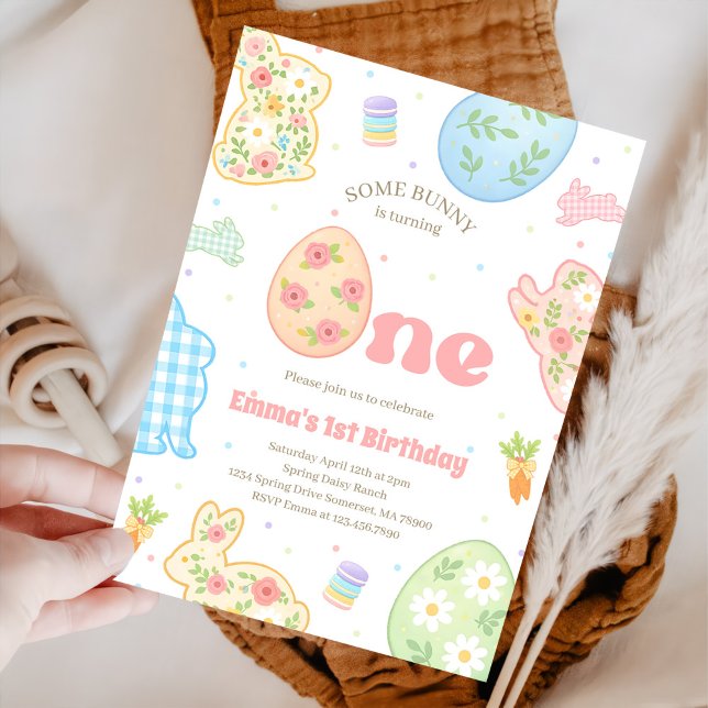 Some Bunny is Turning One Pastel Birthday Invitation (Creator Uploaded)