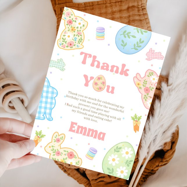 Some Bunny is Turning One Pastel Birthday Thank You Card (Creator Uploaded)