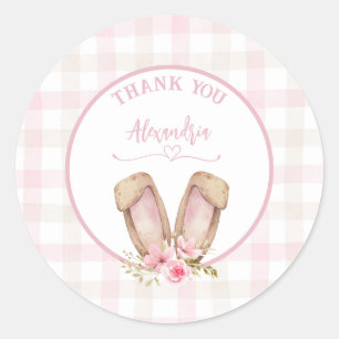 Some Bunny Is Turning One Pink Girl Classic Round Sticker