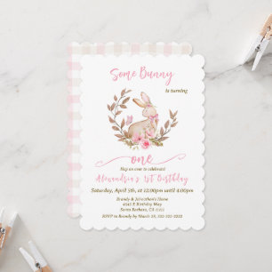 Some Bunny Is Turning One Pink Girl Invitation