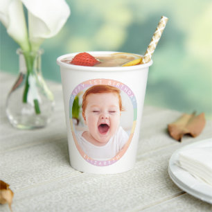 Some Bunny is Turning One Rainbow Birthday Photo Paper Cups