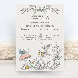 Some BUNNY is turning ONE rustic woodland Invitation