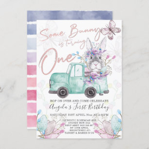 Some Bunny is Turning One Spring Birthday Invitation