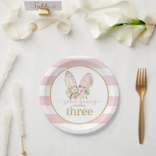 Some Bunny is turning THREE (Bunny Ears) Paper Plate