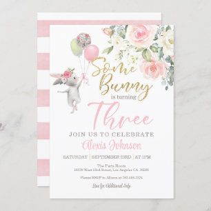 Some Bunny is Turning THREE Invitation