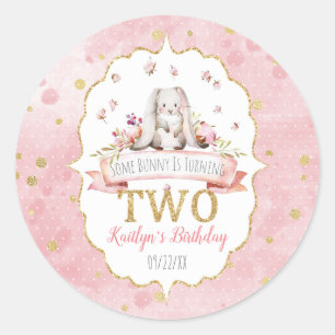 Some Bunny is Turning Two 2nd Birthday Favour Classic Round Sticker
