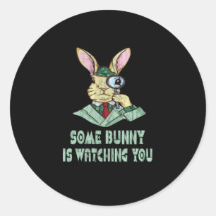Some Bunny is watching you Easter Bunny Classic Round Sticker