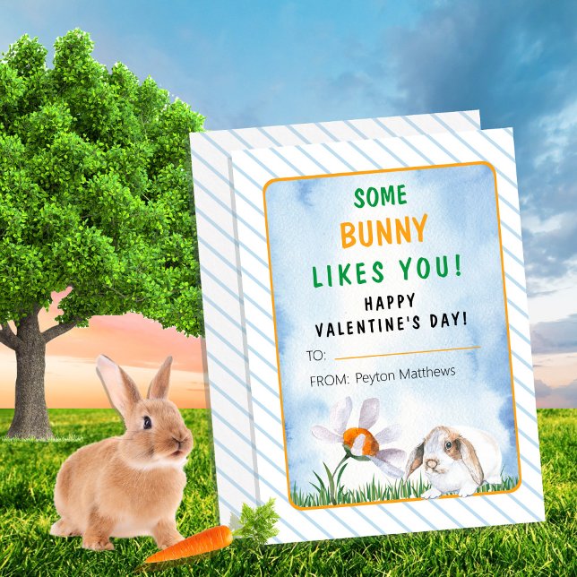 Some Bunny Likes You Valentine's Day Classroom Invitation ("Some Bunny Likes You!" "Happy Valentine's Day!" Kid's Classroom Card)
