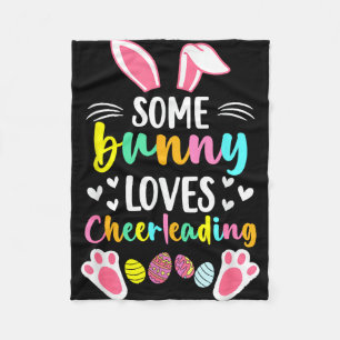 Some bunny loves cheerleading easter cheer mum fleece blanket