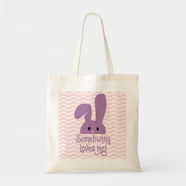 Some Bunny Loves Me Cute Rabbit Easter Tote Bag (Front)