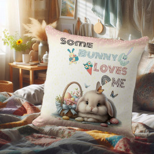 Some Bunny Loves Me Easter Tradition Eggs Basket Cushion