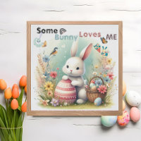 Some Bunny Loves Me Floral Easter Eggs Basket Cute
