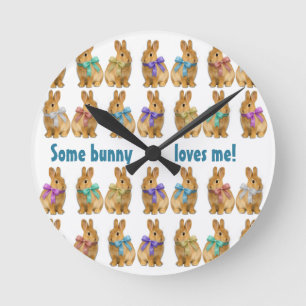 Some bunny loves me! round clock