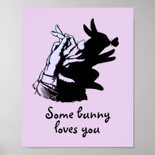 Some Bunny Loves Pink With Black Shadow Vintage Poster