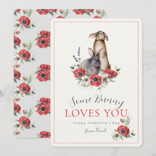 Some Bunny Loves You Anemone Valentine's Day Holiday Card