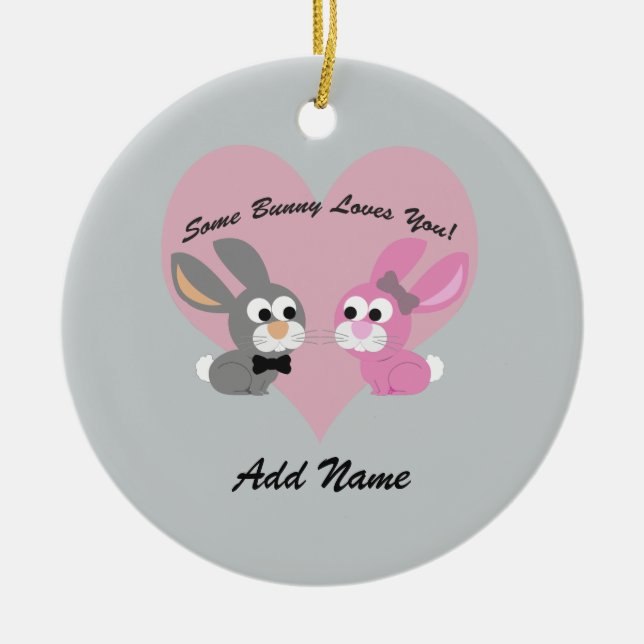 Some bunny Loves You! Ceramic Tree Decoration (Front)