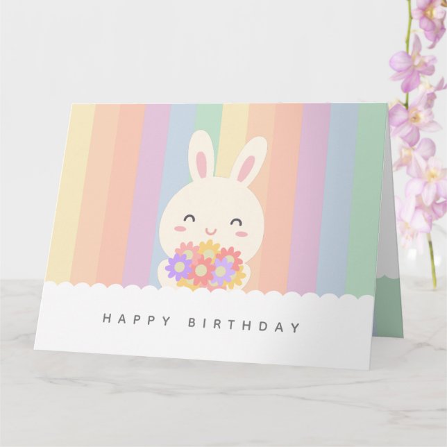 Some Bunny Loves You Cute Happy Birthday Card (Orchid)