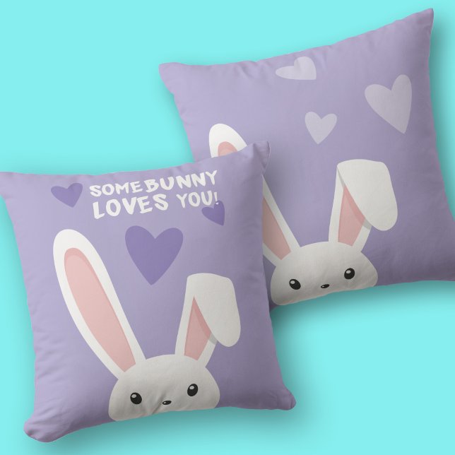 Some bunny loves you Cute hearts Valentine 2-sided Cushion (Creator Uploaded)